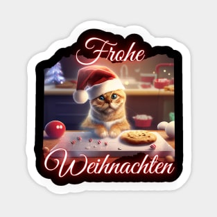 Merry Xmas, Cute Cat Helps To Bake Cookies (de) Sticker